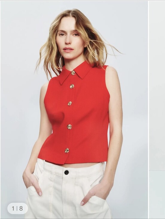 Toccin Tops - Toccin | Red Button-Front Collar Top